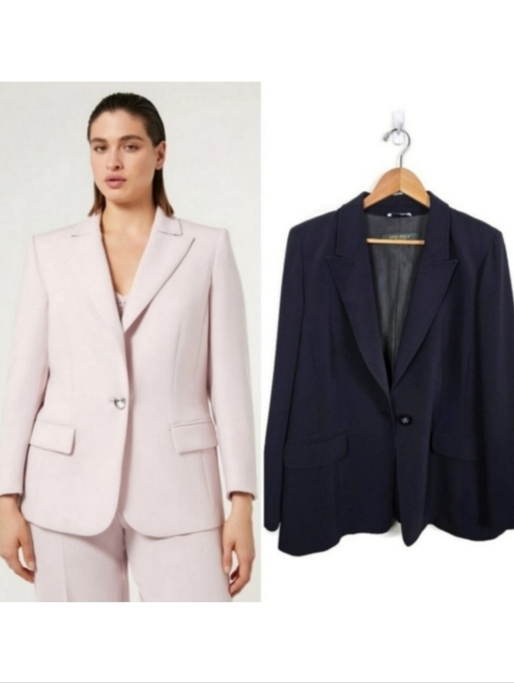 Marina Rinaldi Triacetate Cady Blazer One Button Navy Blue Women's 16 US